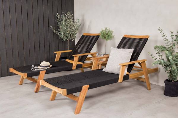Loungeset Acacia 3-delig zwart - metaal - 40 x 42 x 40 cm