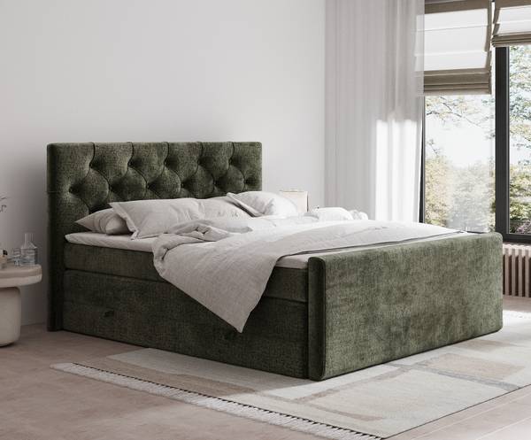 Boxspringbett Hugo Olivgrün - Liegefläche Breite: 180 cm