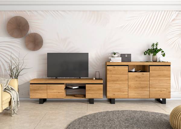Set Naturale Sideboard-TV-Möbel 160cm Braun - Holzwerkstoff