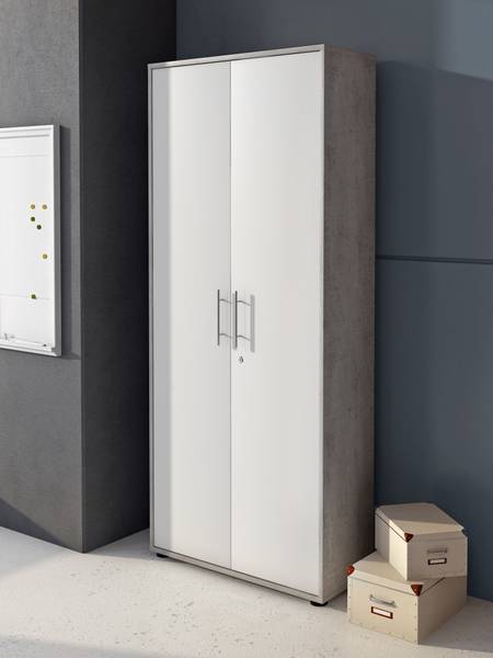 Mehrzweckschrank 2 Türen Aveto Weiß - Holzwerkstoff - 188 x 34 x 79 cm