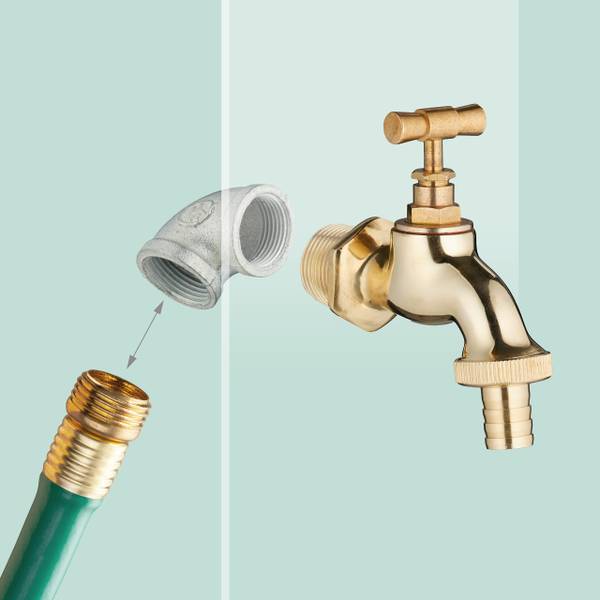 Waterzuil met kraan 80 cm goud - groen - aluminium - ijzer - 19 x 80 x 22 cm