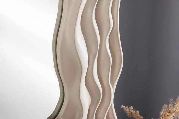 Wandspiegel WAVE Beige - Grau - Paulownia - 90 x 90 x 5 cm