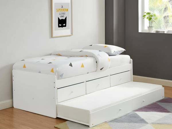 Bettrahmen TITOUAN Weiß - Holz teilmassiv - 96 x 60 x 193 cm