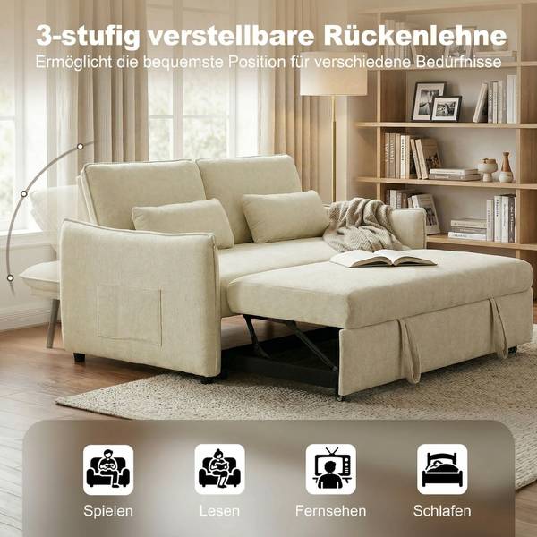 Schlafsofa 83B-790V00BG Beige - Chenille - 90 x 84 x 166 cm