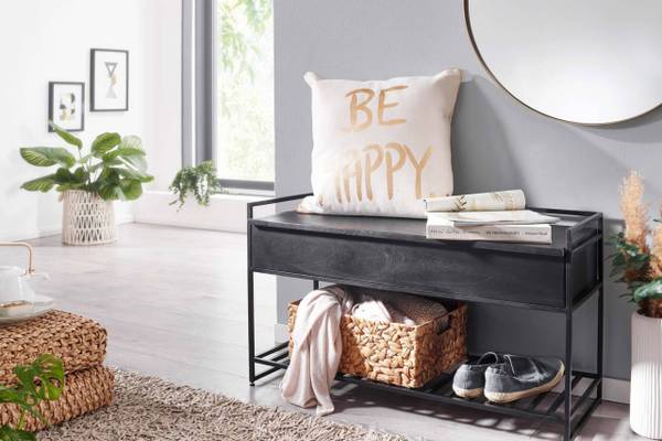 Sitzbank HAGEN Mangoholz Flurbank Braun - Massivholz - 90 x 52 x 38 cm