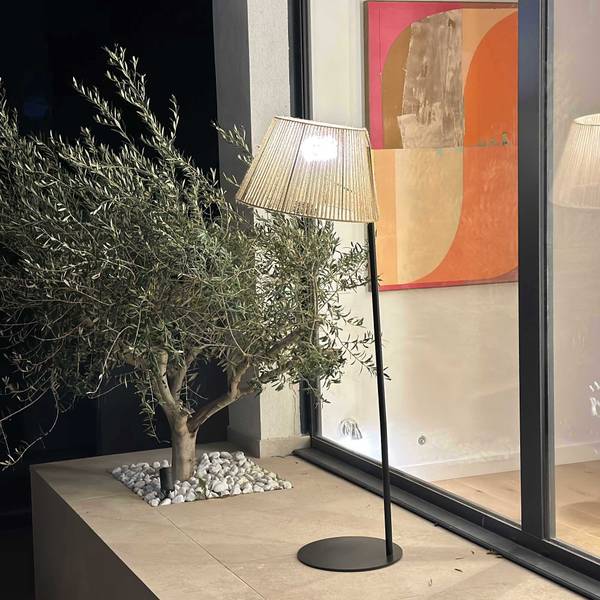 Lampadaire sans fil OCTAVIO RGB H170CM Marron - Fibres naturelles - 55 x 170 x 55 cm