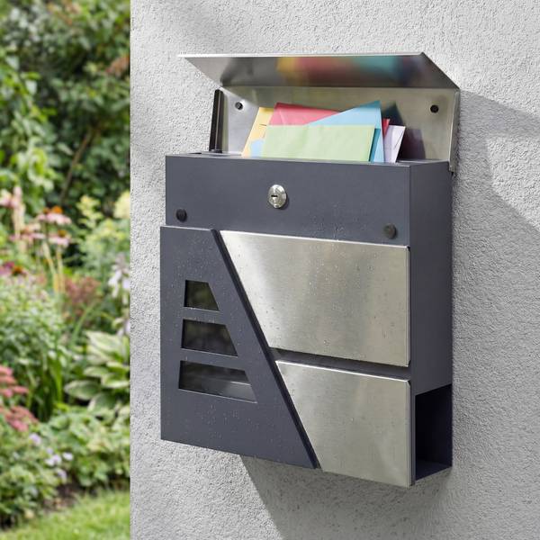 Briefkasten B80-019V00CG Grau - Metall - 10 x 37 x 37 cm