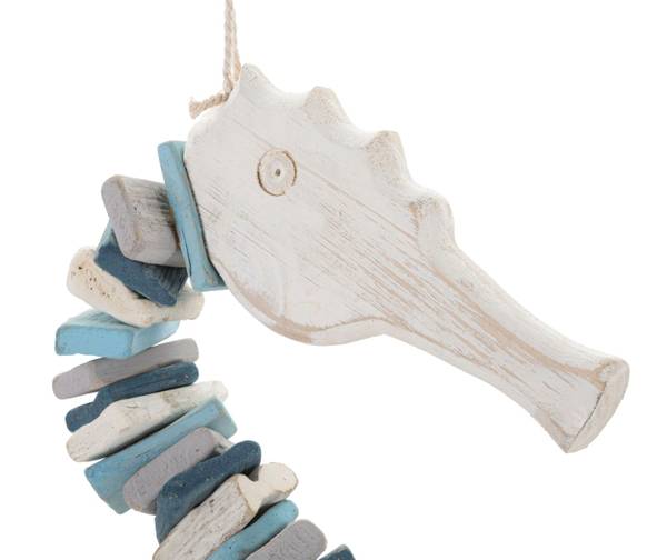 Wanddekoration Cavalluccio Blau - Massivholz - 6 x 55 x 22 cm