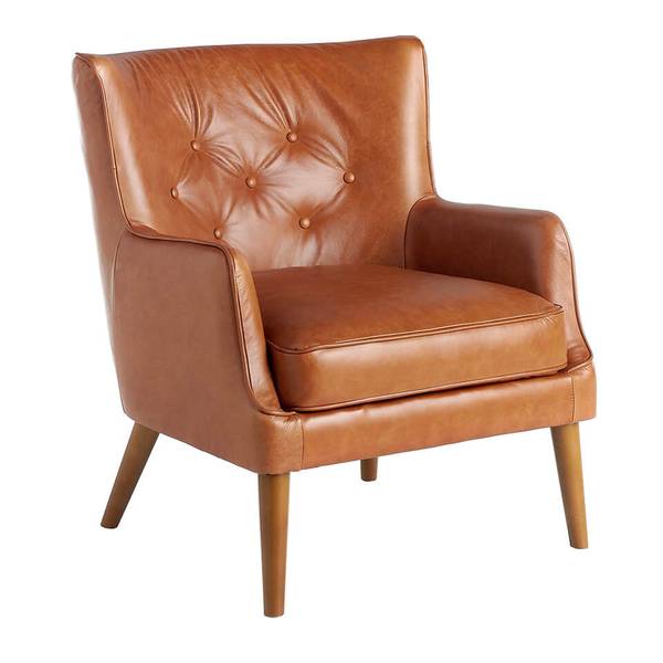 Gepolsterter Ledersessel Braun - Flachgewebe - Kunstleder - 75 x 89 x 80 cm
