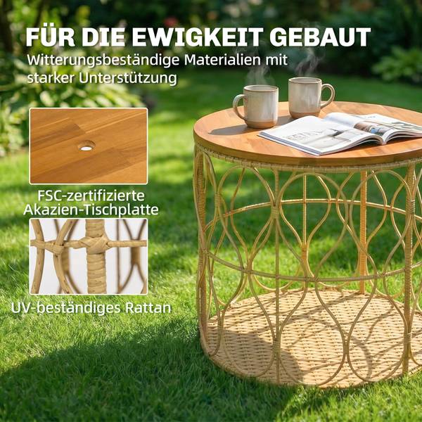 Balkontisch 84G-489V90TK Akazie - Polyethylen - 50 x 48 x 50 cm