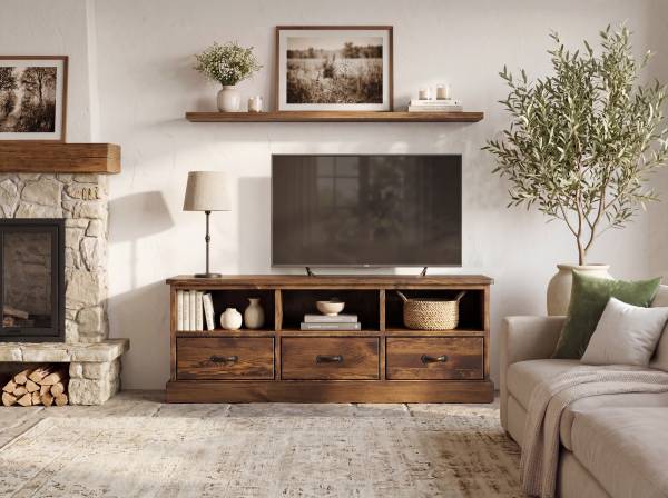 TV-schrank Rustyk 1 Braun - Kiefer - Stahl - 152 x 56 x 45 cm