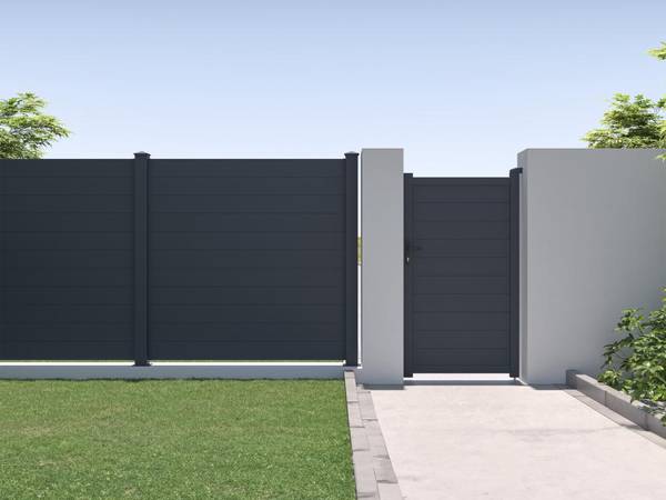 Zaun NAZARIO Grau - Metall - 15 x 171 x 168 cm