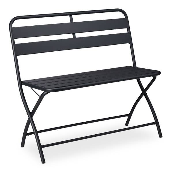 Gartenbank klappbar 2-Sitzer Grau - Stahl - 90 x 84 x 49 cm