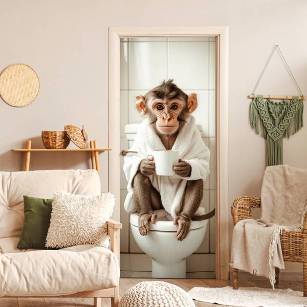 FOTOTAPETE TÜR Affe Badewanne 85 x 205 cm