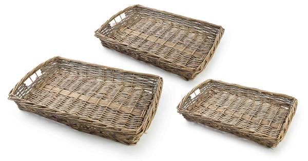 Tablett GUSTAV 3er set Beige - Naturfaser - 50 x 8 x 40 cm