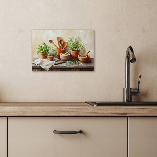 LEINWANDBILD Töpfe Textil - 30 x 20 x 2 cm