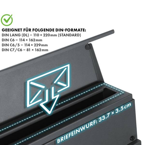 Briefkasten Jules Grau - Stahl - 37 x 37 x 11 cm