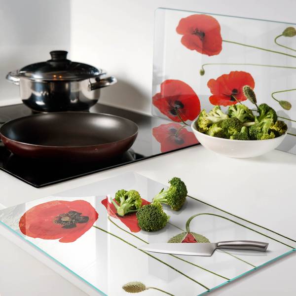 Schneidebrett Klaver 2er Set Rot - Glas - 52 x 1 x 40 cm