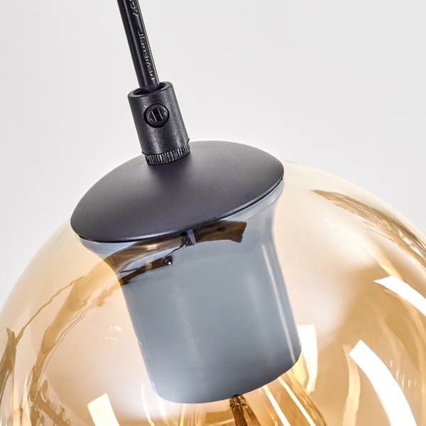Pendelleuchte Cesaro Grau - Orange - Silber - Eukalyptus - Aluminium - Klarglas - 100 x 150 x 123 cm