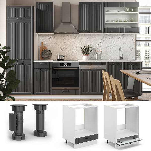 Meuble pour four Fame-Line 45588 Graphite - Blanc