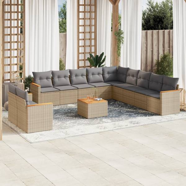 Garten-Lounge-Set 3034872-2 12-teilig Beige - Hellgrau