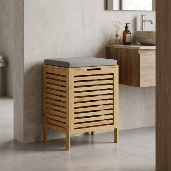 Wäschekorb DISA Beige - Bambus - 35 x 53 x 35 cm