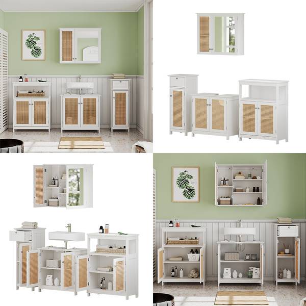 Badmöbel-Set Rosario 40456 4er Set Weiß - Holzwerkstoff - 60 x 58 x 35 cm