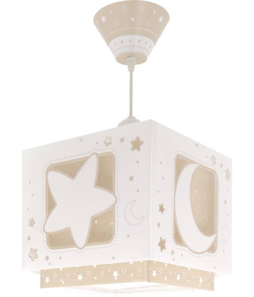 KinderDeckenlampe Luna und Sterne Beige - Kunststoff - 24 x 22 x 24 cm