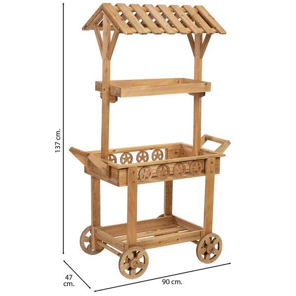 Display-Wagen 4523996724 Braun - Massivholz - 47 x 137 x 47 cm