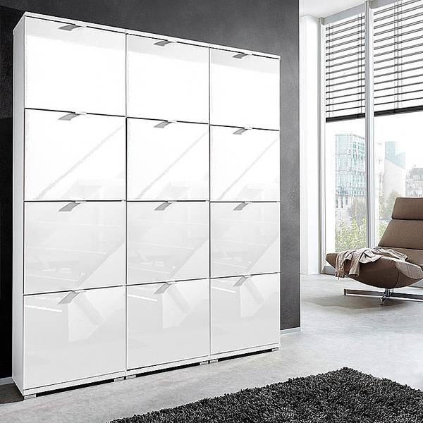 Schuhschrank DETROIT-01-1 Weiß - Holzwerkstoff - 159 x 132 x 30 cm
