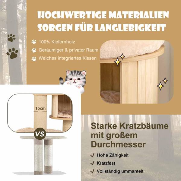 Kratzbaum PV10027BE Beige - Holzwerkstoff - 56 x 191 x 75 cm