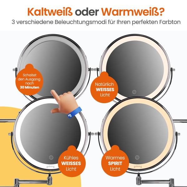 Make-up Spiegel Illumination Silber - Metall - 27 x 27 x 27 cm