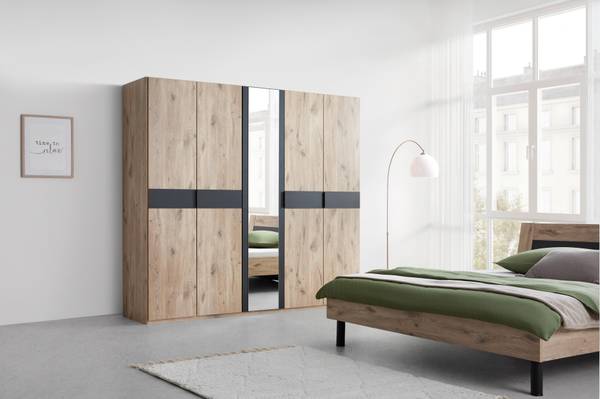 Drehtürenschrank BERGAMO Braun - Grau - Holzwerkstoff - 225 x 208 x 58 cm
