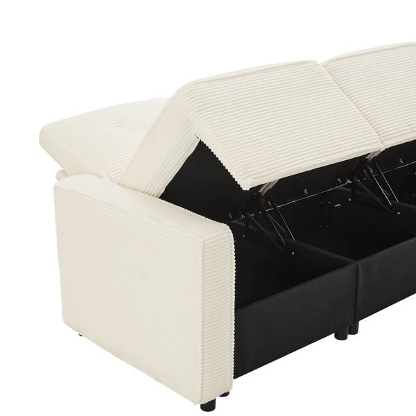 Ecksofa CHANGE Ⅳ Beige - Cord - 146 x 85 x 280 cm