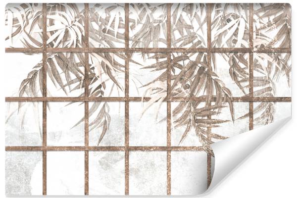 Papier Peint FEUILLES Plantes Béton Marron - 368 x 254 x 254 cm