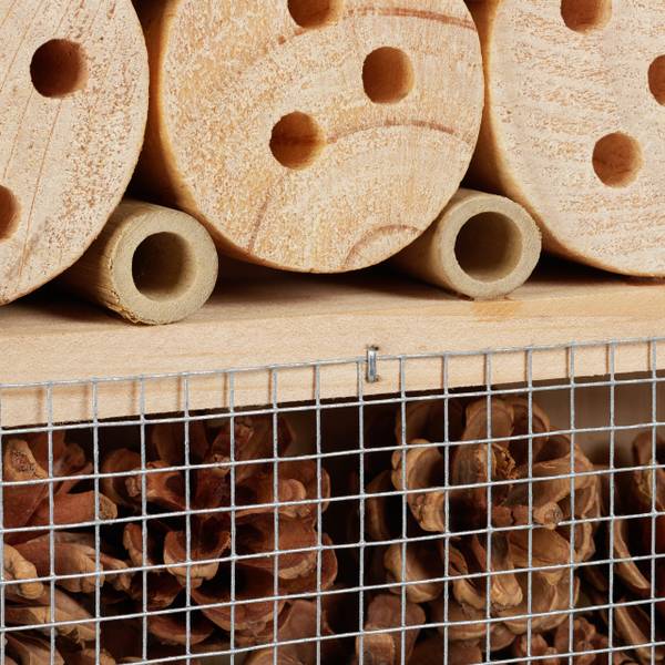 Naturfarbener Insektenhotel Bausatz Braun - Silber - Stahl - 25 x 33 x 7 cm