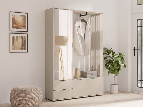 Flurgarderobe CEDRELA Beige - Holz teilmassiv - 40 x 202 x 120 cm