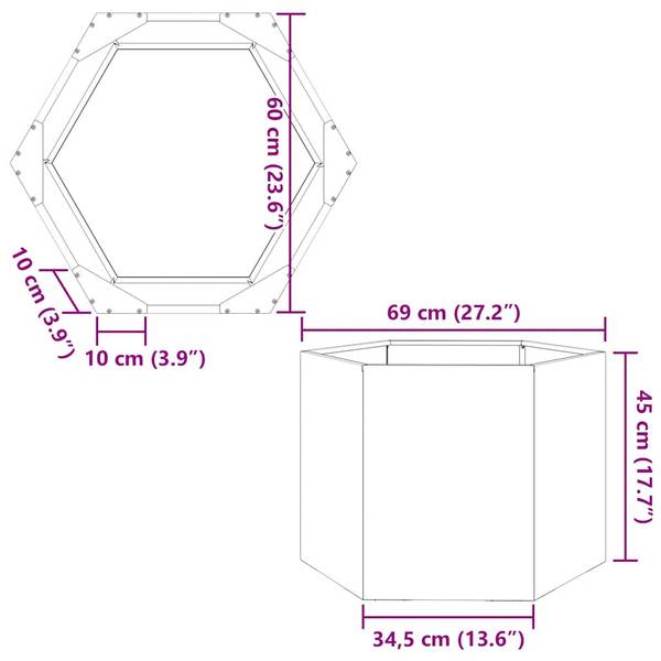 Jardinière 3042251-1 Gris lumineux - Argenté - 60 x 69 cm