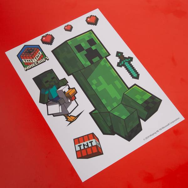 Wandtattoo Sticker MINECRAFT Blau - Braun - Grün - Rot - Kunststoff - 21 x 28 x 1 cm