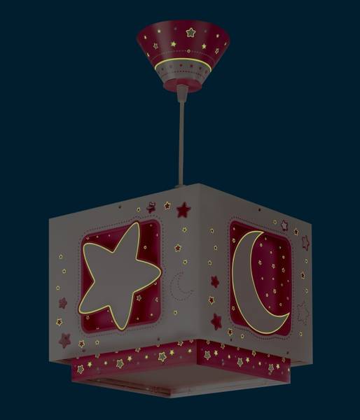 Kinderzimmer Deckenlampe Luna und Sterne Pink - Kunststoff - 24 x 22 x 24 cm