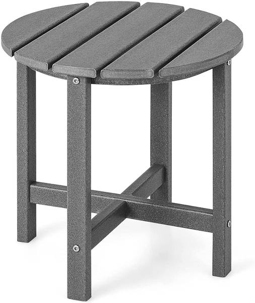 Kleiner Gartentisch rund, wetterfest Grau - Kunststoff - 46 x 46 x 46 cm