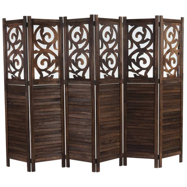 Paravent Izmir Braun - Holz teilmassiv - 241 x 170 x 2 cm