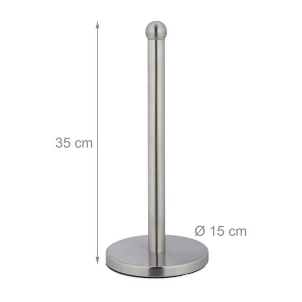 Keukenrolhouder rvs staand zilver - metaal - 15 x 35 x 15 cm