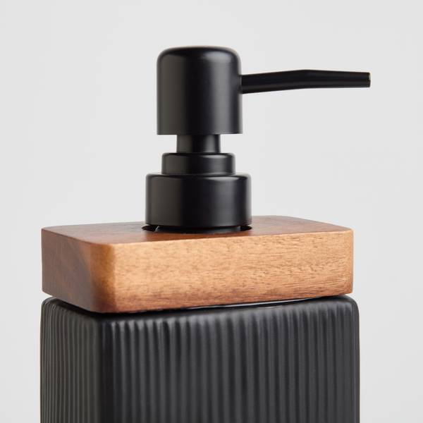 Seifenspender Liners Schwarz - Keramik - 10 x 22 x 11 cm