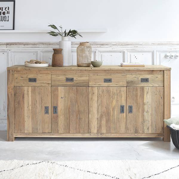Buffet CARGO Beige - Massivholz - 200 x 90 x 50 cm