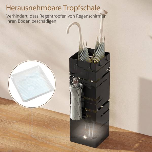 Regenschirmständer 837-725V00BK Schwarz - Metall - 16 x 49 x 16 cm