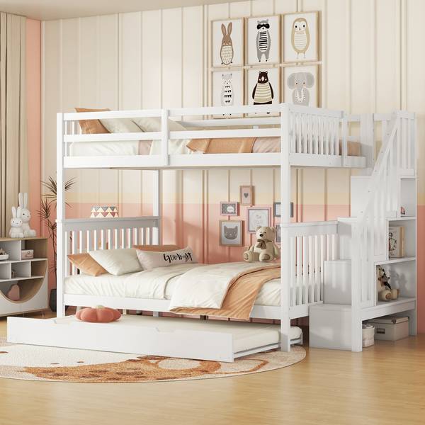 Kinderbett K-441 Weiß - Holzwerkstoff - 147 x 161 x 240 cm