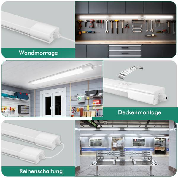 LED Deckenleuchte TR1535 3er-Set Weiß - Kunststoff - 7 x 5 x 120 cm