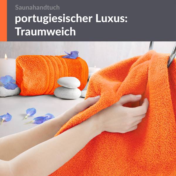 Saunahandtuch London 2er-Set Orange - Frottee - 80 x 1 x 200 cm