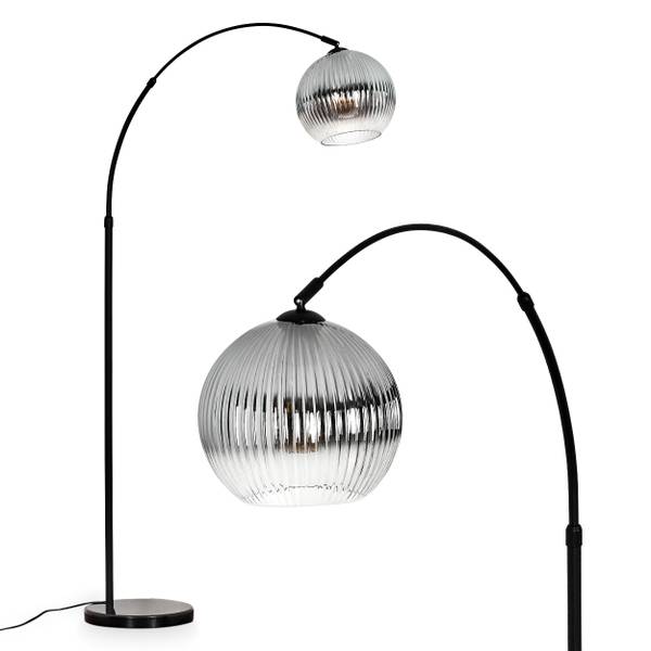 Stehlampe Cesaro Grau - Aluminium - Klarglas - Marmor - 105 x 185 x 72 cm